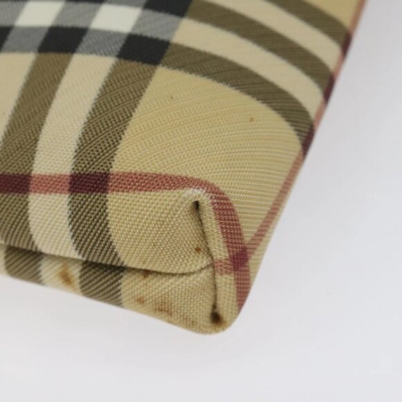 BURBERRY Nova Check Accessory Pouch PVC Beige Silver Auth 118331 - Picture 12 of 14